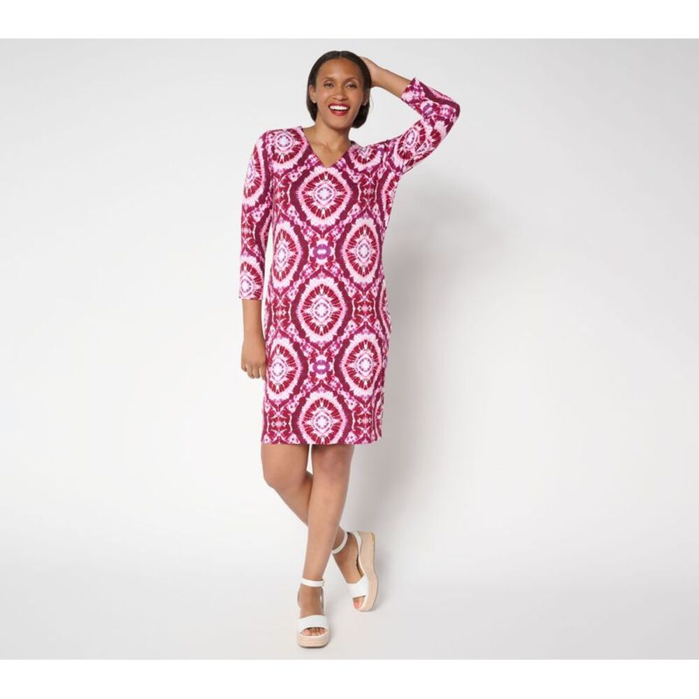 Gloria Vanderbilt Women's Petite Dress PXL Rayon Spandex Multi-colored A695501